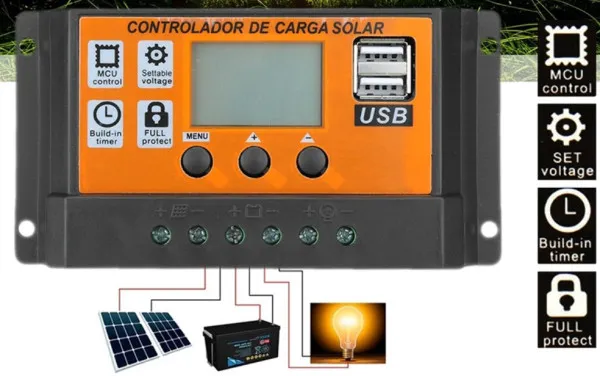 GEMBIRD SOL-CONTROL30AO GMB MPPT automatski solarni kontroler punjenja baterije100A/50A/30A/20A/10A LCD Dual Slika 5