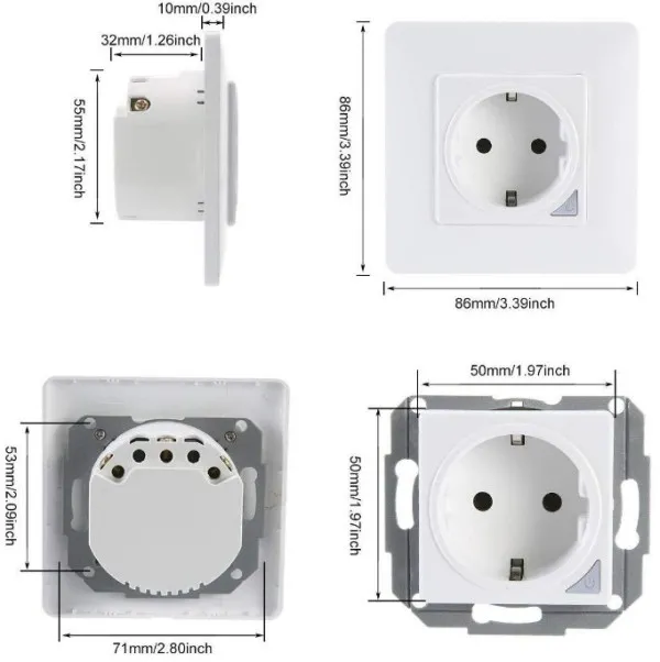 GEMBIRD SMART-WALL GMB WiFi WiFi Tuya Pametna zidna suko uticnica, staklena ploca Alexa Google Yandex, Alice- Slika 4