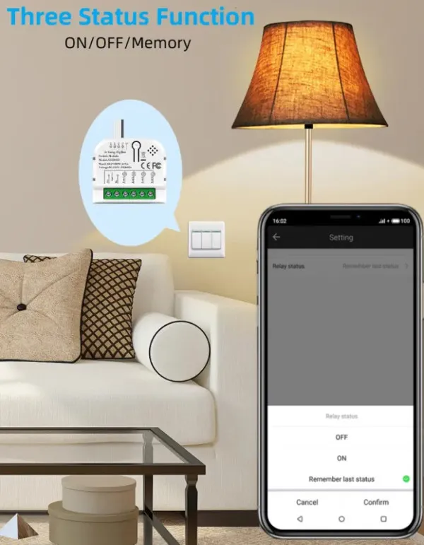 GEMBIRD SMART-2GANGTuya Wifi DIY Self-locking daljinski upravljac Smart Switch relejni modul DC 5V/7-32V AC Slika 3