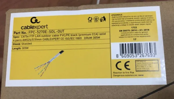 FPC-5270E-SOL-OUT Gembird, FTP cat.5E Outdoor, solid 24AWG, 0.51mm PREMIUM CCA kotur pun presek 305m Slika 3
