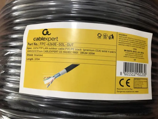 GEMBIRD FPC-6260E-SOL-OUT *Gembird, FTP cat.6 Outdoor, solid 23AWG, 0.57mm PREMIUM CCA kotur pun presek 305m Slika 2