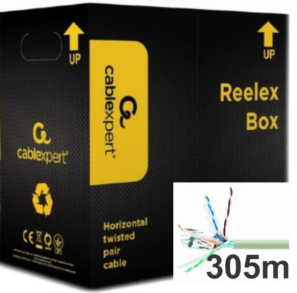 FPC-6260E-SOL *Gembird, FTP cat.6 Indoor, solid 23AWG, 0.57mm PREMIUM CCA kotur pun presek 305m(4999 Slika 3