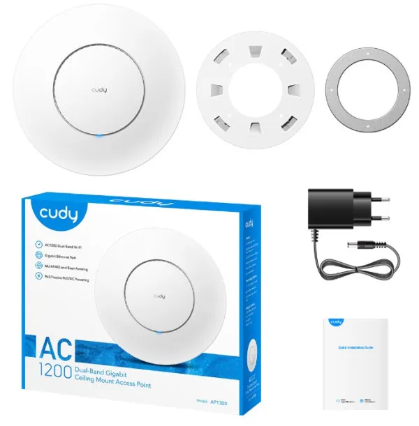 Cudy AP1300 DC AC1200 Gigabit Wireless Access Point, Dual Band, 1xGbit WAN/LAN, AP/Router/RE/WISP Slika 2