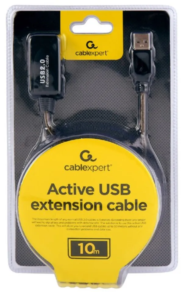 UAE-01-10M Gembird USB 2.0 active extension cable, black color, bulk package, 10m Slika 4