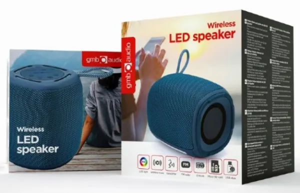 GEMBIRD SPK-BT-LED-03-B Gembird Portable RGB LED Bluetooth speaker 5W, BT, FM, TF, USB, Handsfree, blue - Image 4