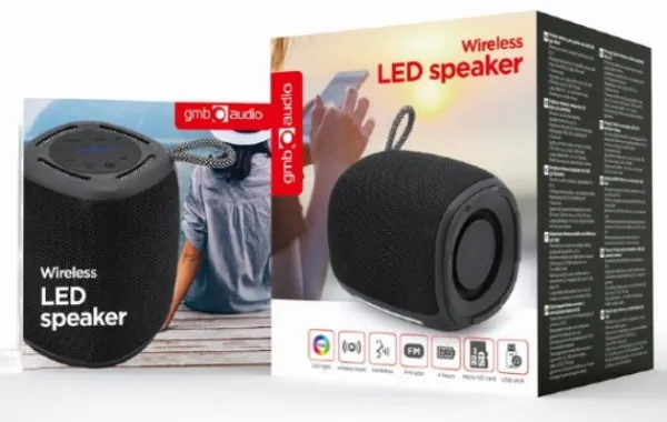 SPK-BT-LED-03-BK Gembird Portable RGB LED Bluetooth speaker 5W, BT, FM, TF, USB, Handsfree, black Slika 2