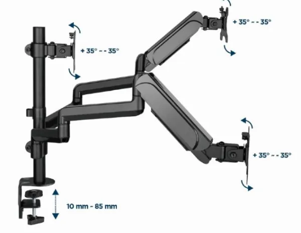 GEMBIRD MA-DA3-01 Gembird Podesivi stoni drzac za monitor sa tri ruke, tilt, 17-27 max.7kg Slika 4