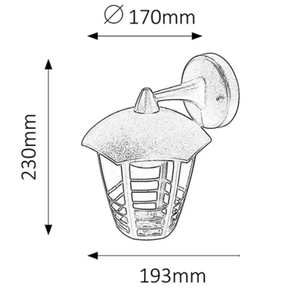 Marseille spoljna zidna lampa E27 60W IP44 crna (8617)- Slika 3