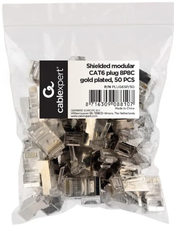 PLUG6SP/50 Gembird Shielded modular CAT6 FTP konektor, 50 u pakovanju RJ45 / CENA PO PAKOVANJU Slika 2