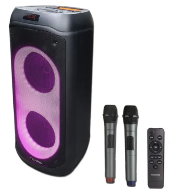 MICROLAB Microlab PT802W karaoke zvucnik 200W, Bluetooth, LED, 11,1V/4400mAh, TWS, Aux, USB, microSD, + Mic*2 Slika 3