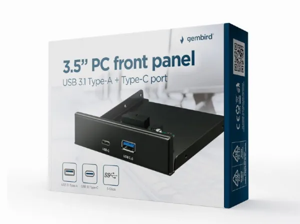 GEMBIRD FDI3-U3C-01 Gembird interni 3.5 prednji PC panel USB 3.1 Type-A + Type-C port, crni Slika 2