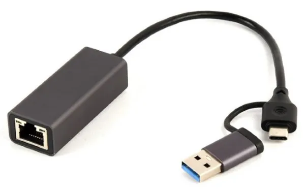A-USB3AC-LAN-01 Gembird USB 3.1 + type-C Gigabit network adapter, space grey (Alt: A-CMU3-LAN-05 ) Slika 1