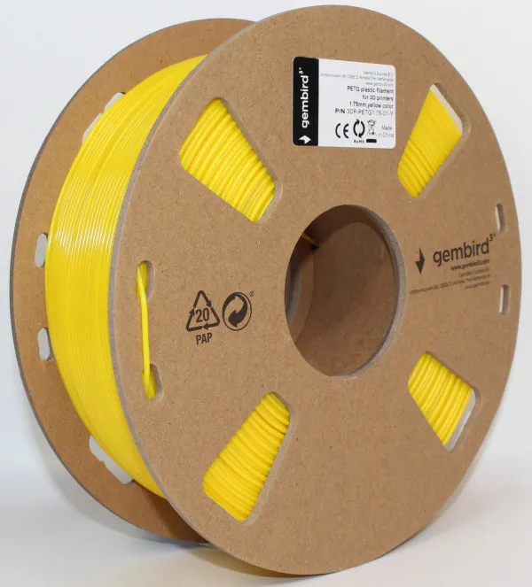 GEMBIRD 3DP-PETG1.75-01-Y PETG Filament za 3D stampac 1.75mm, kotur 1KG Yelow Slika 4