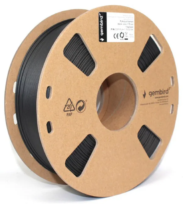 GEMBIRD 3DP-PLA+1.75-02-BK PLA-PLUS Filament za 3D stampac 1,75mm kotur 1KG Black (jaci od standardnog PLA) Slika 4