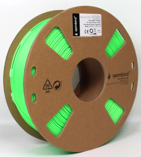 GEMBIRD 3DP-PLA1.75-01-FG PLA Filament za 3D stampac 1.75mm, kotur 1KG plamen sjajan Green Slika 1