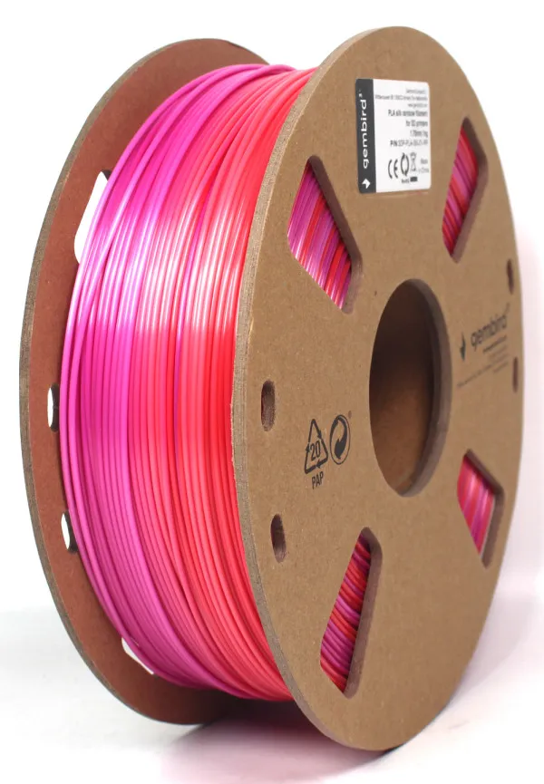 GEMBIRD 3DP-PLA-SK-01-RP PLA Svilenkasti duga Filament za 3D stampac 1.75mm, kotur 1KG red/purple Slika 4