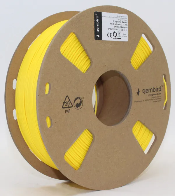 GEMBIRD 3DP-PLA1.75-01-Y PLA Filament za 3D stampac 1.75mm, kotur 1KG YELLOW Slika 1