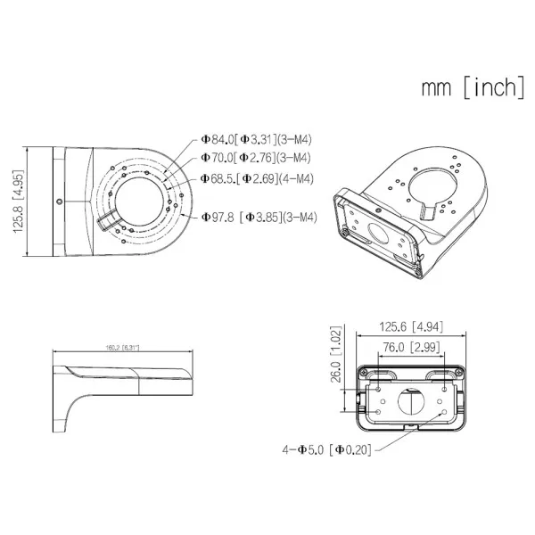 Dahua nosac DH-PFB205W-E zidni nosac dome kamere Slika 2