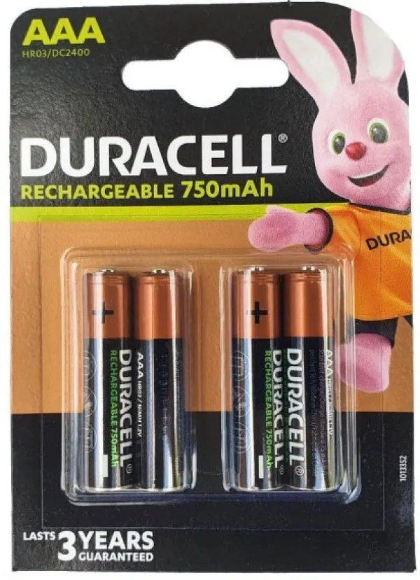 DURACELL Duracell 750mAh AAA R3 MN2400, PAK4 CK,punjive NiMH baterije (rechargeable Duralock StayCharged 3g) Slika 1