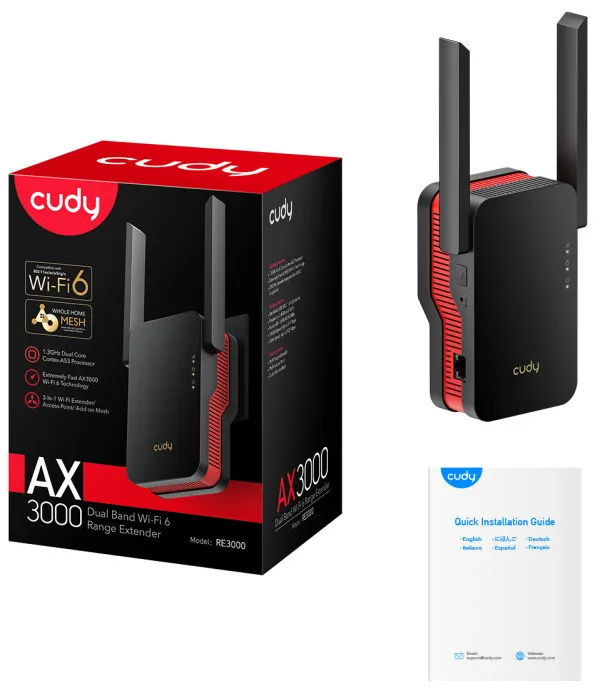 Cudy RE3000 AX3000 Wi-Fi 6 Range Extender, Dual Band 2.4+5Ghz,2x5dBi, 1xLAN, AP, Add-On mesh, LED Slika 6