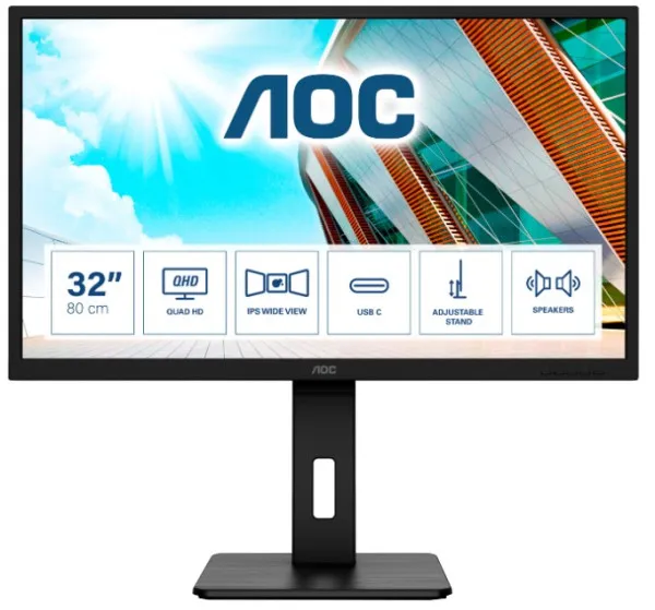 Monitor AOC 31.5 Q32P2CA,* Monitor IPS LED 2K(2560x1.440)250 nits,4ms, 75Hz, 6W zvucnici,DP,HDMI,USB Slika 7