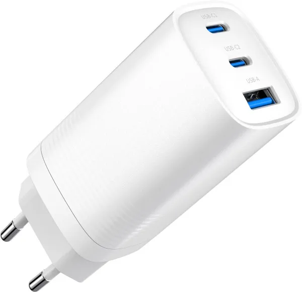 GEMBIRD TA-UC-PDQC65-01-W Gembird 3-port 65W GaN USB PowerDelivery fast charger, white Slika 4