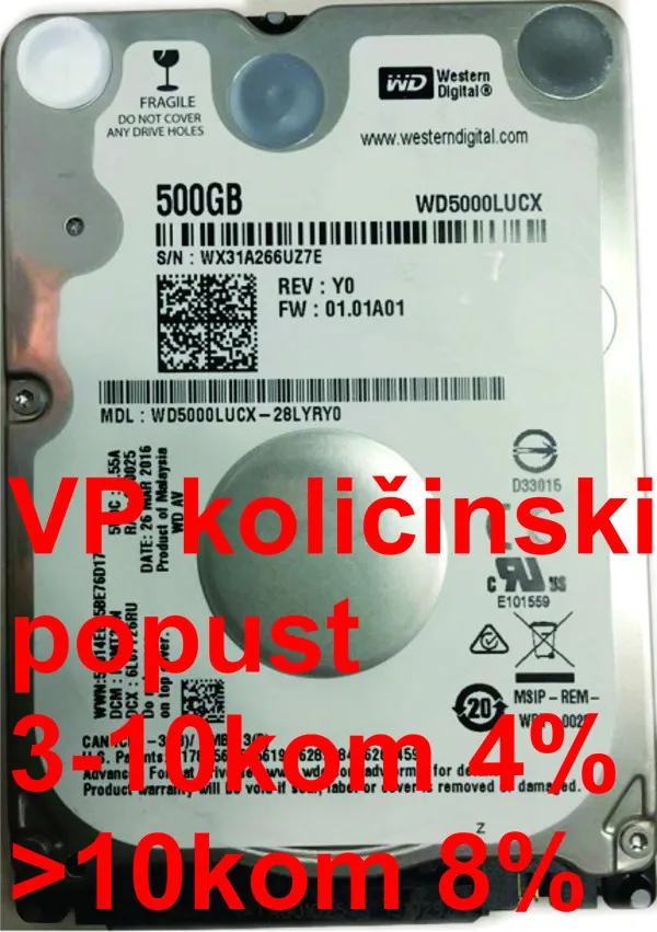 HDD 2.5 ** 500GB WD5000LUCX WD 16MB 5400RPM SATA 7mm Slika 2