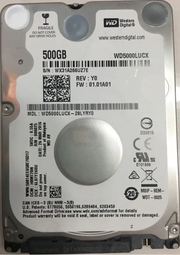 HDD 2.5 ** 500GB WD5000LUCX WD 16MB 5400RPM SATA 7mm Slika 1