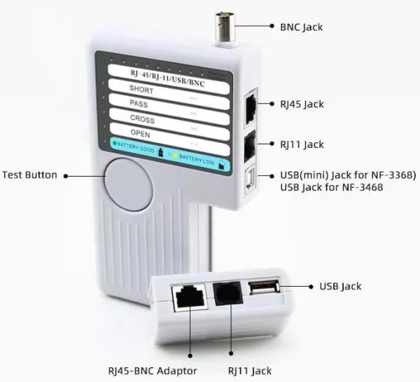 Tester Kablovski LAN Noyafa NF-3468 RJ11/ RJ45/ USB/ BNC Slika 5