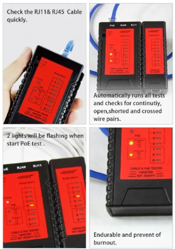 Tester Kablovski POE LAN Noyafa NF-468PF RJ45 i RJ11 Slika 5