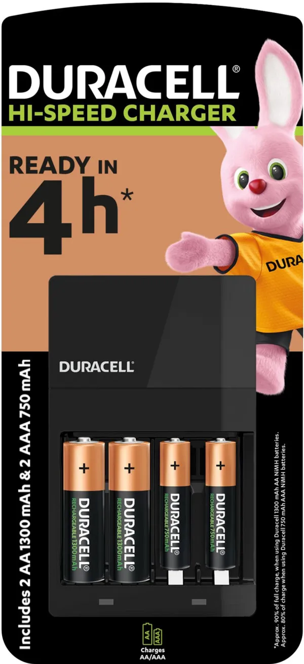 DURACELL Duracell CEF14 PUNJAC + punjive baterije 2xAA NiMH 1300mAH+ 2xAAA 750mAh( Hi speed 4h, auto-OFF) - Image 1