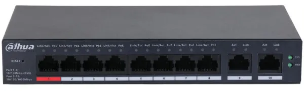 Dahua CS4010-8ET-110 SMART UPRAVLJIVI LAYER 2 POE 8-PORTNI SWITCH SA 2 UPLINK-A- Slika 2