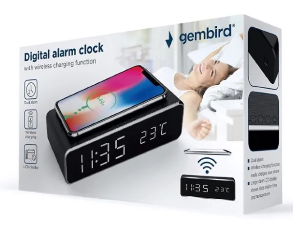 GEMBIRD DAC-WPC-01 Gembird Digitalni sat + alarm sa bezicnim punjenjem telefona, Black Slika 6