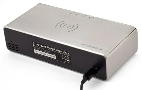 GEMBIRD DAC-WPC-01-S Gembird Digitalni sat + alarm sa bezicnim punjenjem telefona, Silver Slika 2