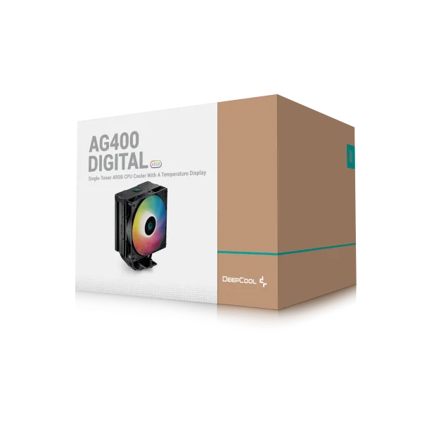 DEEPCOOL DeepCool AG400 DIGITAL ARGB 4xHeat Pipe, Real-TimeCPU Screen, 220W 120mm 2100rpm 76CFM, BK Intel/AMD Slika 1