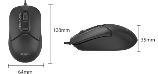 A4 TECH A4-FM12T A4Tech Fstyler opticki mis, 1200Dpi, 108mm, Silent, USB-C/A, BLACK Slika 3