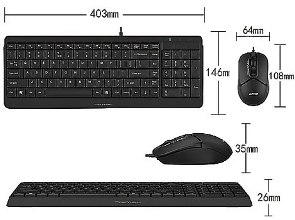 A4 TECH A4-F1512 A4Tech tastatura YU-LAYOUT + mis USB, Black Slika 3