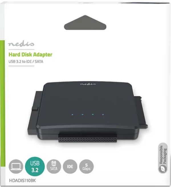 NEDIS HDADIS110BK USB3.2 za 2.5-3.5 HDD, IDE + SATA Adapter - Image 4