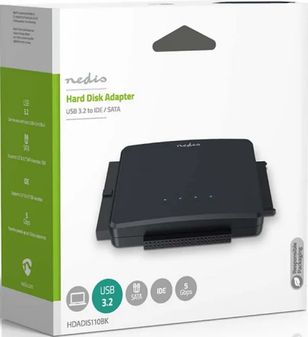 NEDIS HDADIS110BK USB3.2 za 2.5-3.5 HDD, IDE + SATA Adapter - Image 2