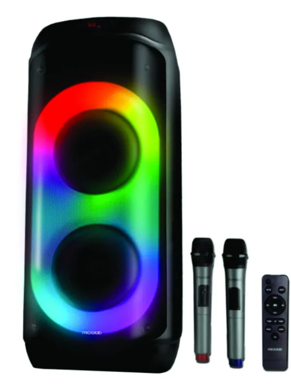 MICROLAB Microlab PT802W karaoke zvucnik 200W, Bluetooth, LED, 11,1V/4400mAh, TWS, Aux, USB, microSD, + Mic*2 Slika 2