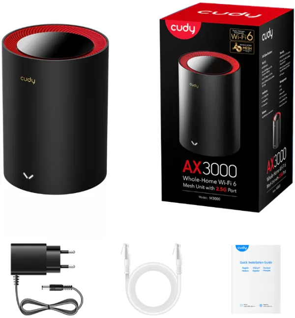 CUDY Cudy M3000 1-Pack AX3000  Dual Band 2.4Ghz+5Ghz WiFi6 MESH, 2.5G WAN+GE LAN, 5x Antena 128MB/256DDR Slika 6