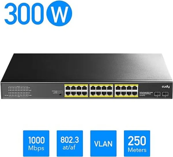CUDY Cudy GS1026PS2 24-Port Gigabit PoE+ Switch with 2 Uplink Gigabit Ports and 2 Gigabit SFP Slots 300W Slika 5