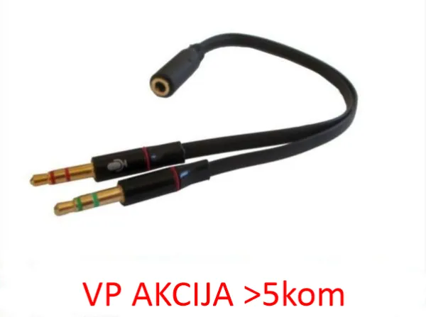 GEMBIRD CCA-418A ** Gembird 3.5mm Headphone Mic Audio Y Splitter Cable Female to 2x3.5mm Male adapter (95) Slika 2