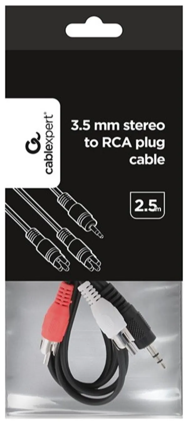 GEMBIRD CCA-458-2.5M Gembird 3.5 mm stereo to RCA plug kabl 2.5 m - Image 1