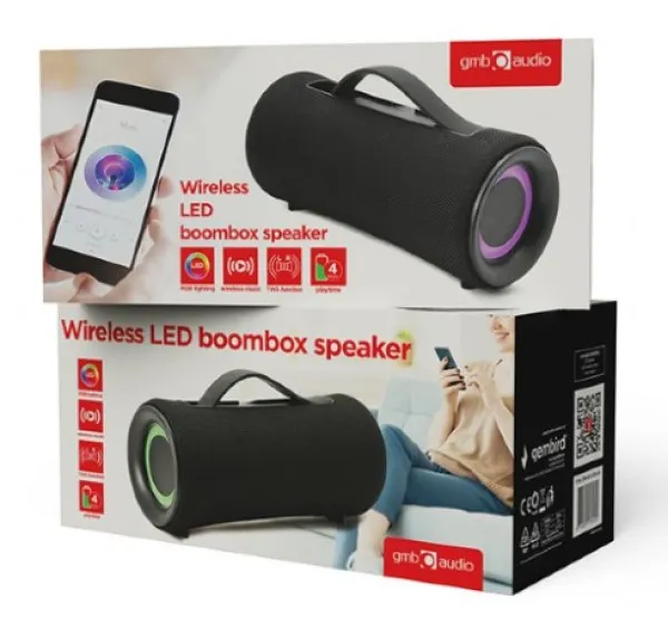 GEMBIRD SPK-BT-LED-04 Gembird Portable Bluetooth LED TWS Boombox speaker 10W, FM, USB, microSD - Image 2