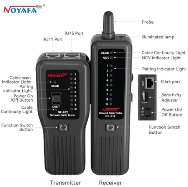 NOYAFA NF-812 Tester mrežnih kablova za RJ45 i RJ11 Slika 6