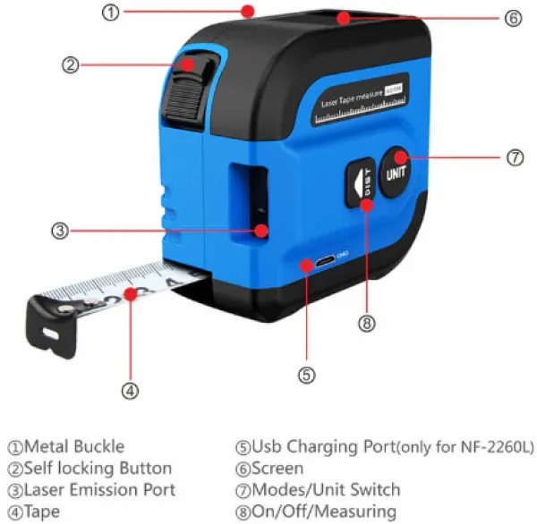 NOYAFA NF-2260L Laserska traka za merenje udaljenosti Slika 5