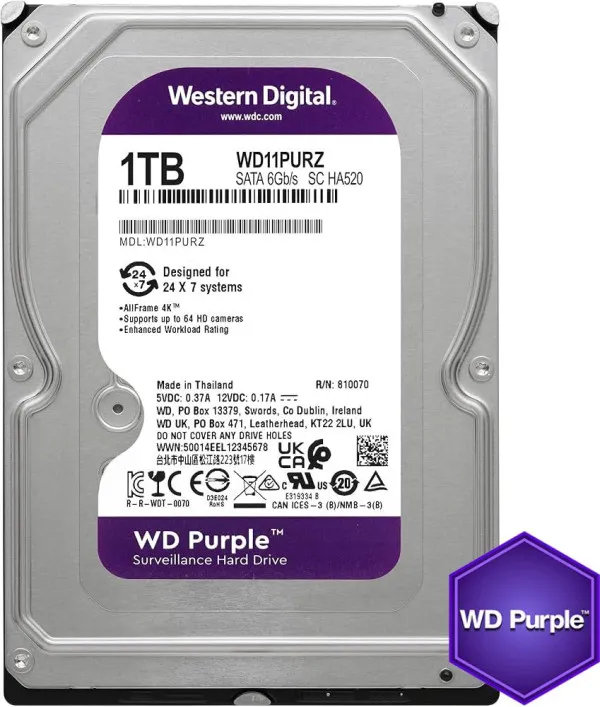 HDD 3.5 ** 1TB WD10PURZ WD Purple 24/7 5400RPM 64MB SATA3 Slika 3