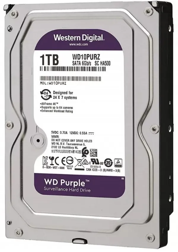 HDD 3.5 ** 1TB WD10PURZ WD Purple 24/7 5400RPM 64MB SATA3 Slika 1