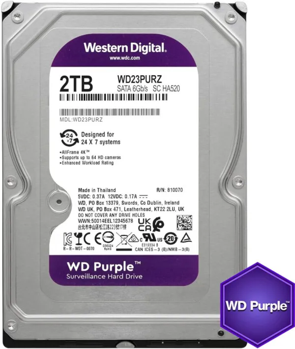 HDD 3.5 ** 2TB WD23PURZ WD Purple 24/7 5400RPM 64MB SATA3 Slika 3